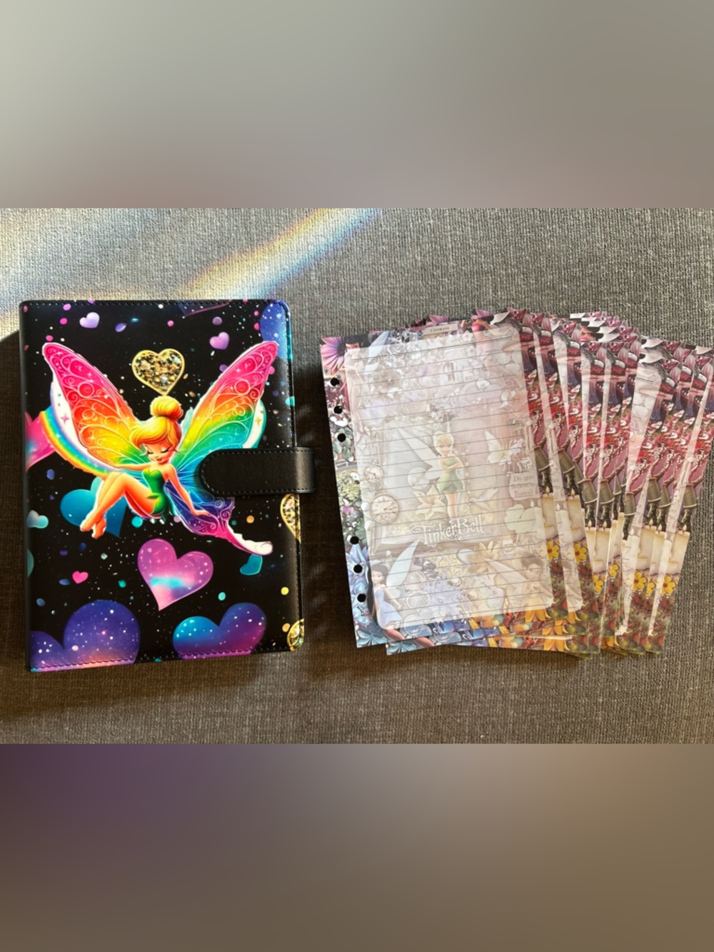 Rainbow Fairy A5 Binder with Heart Accents and Refill paper
